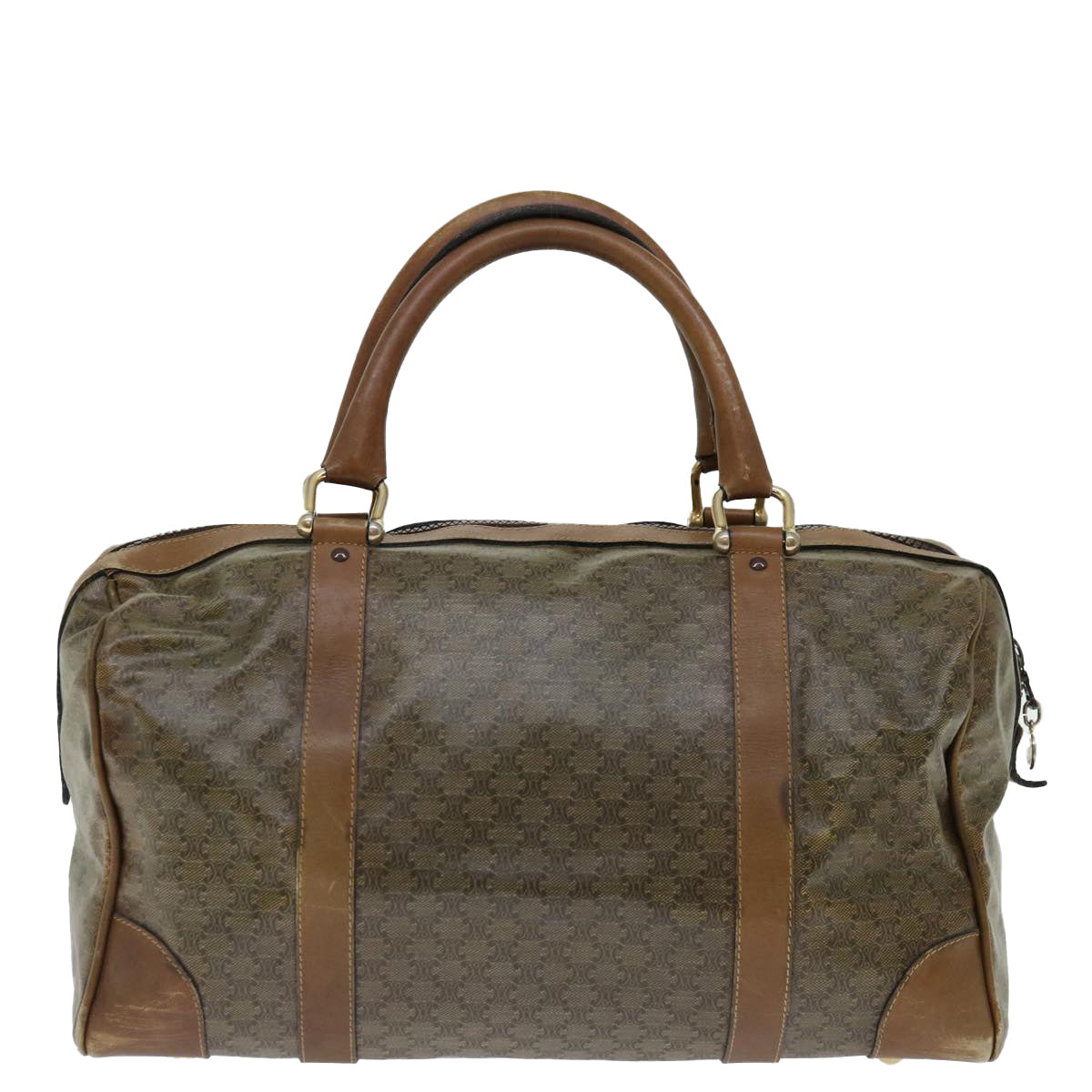 Luxury CELINE Macadam Canvas Boston Bag Coated Canvas Brown 70631