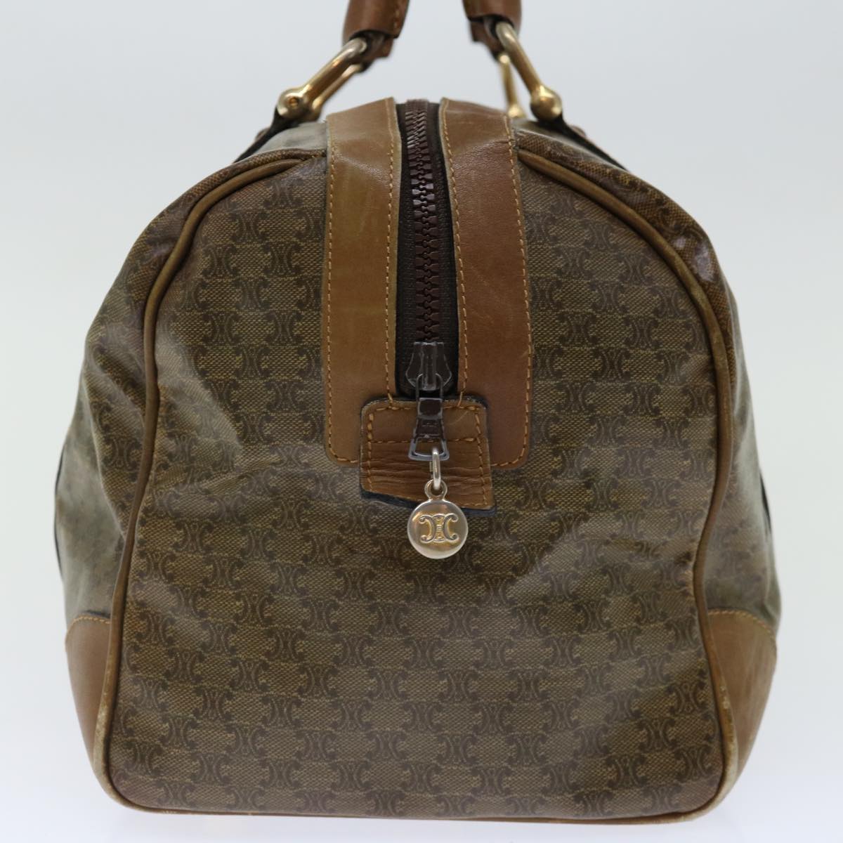 Luxury CELINE Macadam Canvas Boston Bag Coated Canvas Brown 70631