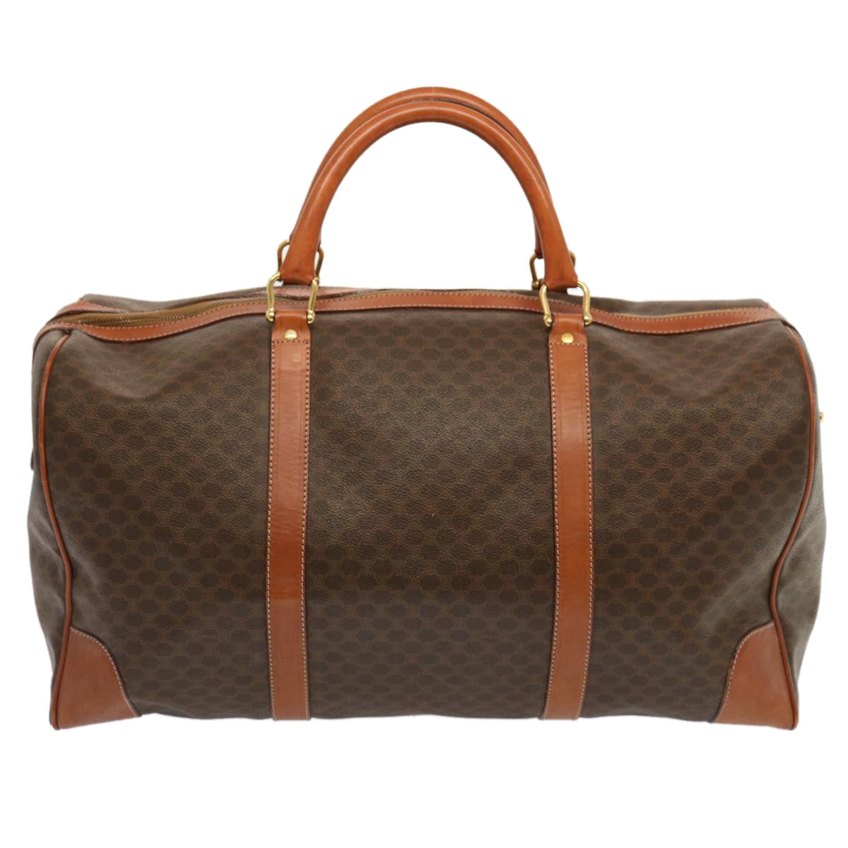 Luxury CELINE Macadam Canvas Boston Bag PVC Brown 70634