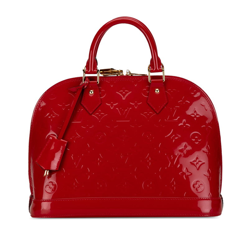 Louis Vuitton Monogram Vernis Alma MM Handbag M90098 Rose Andy Red Patent Leather Louis Vuitton