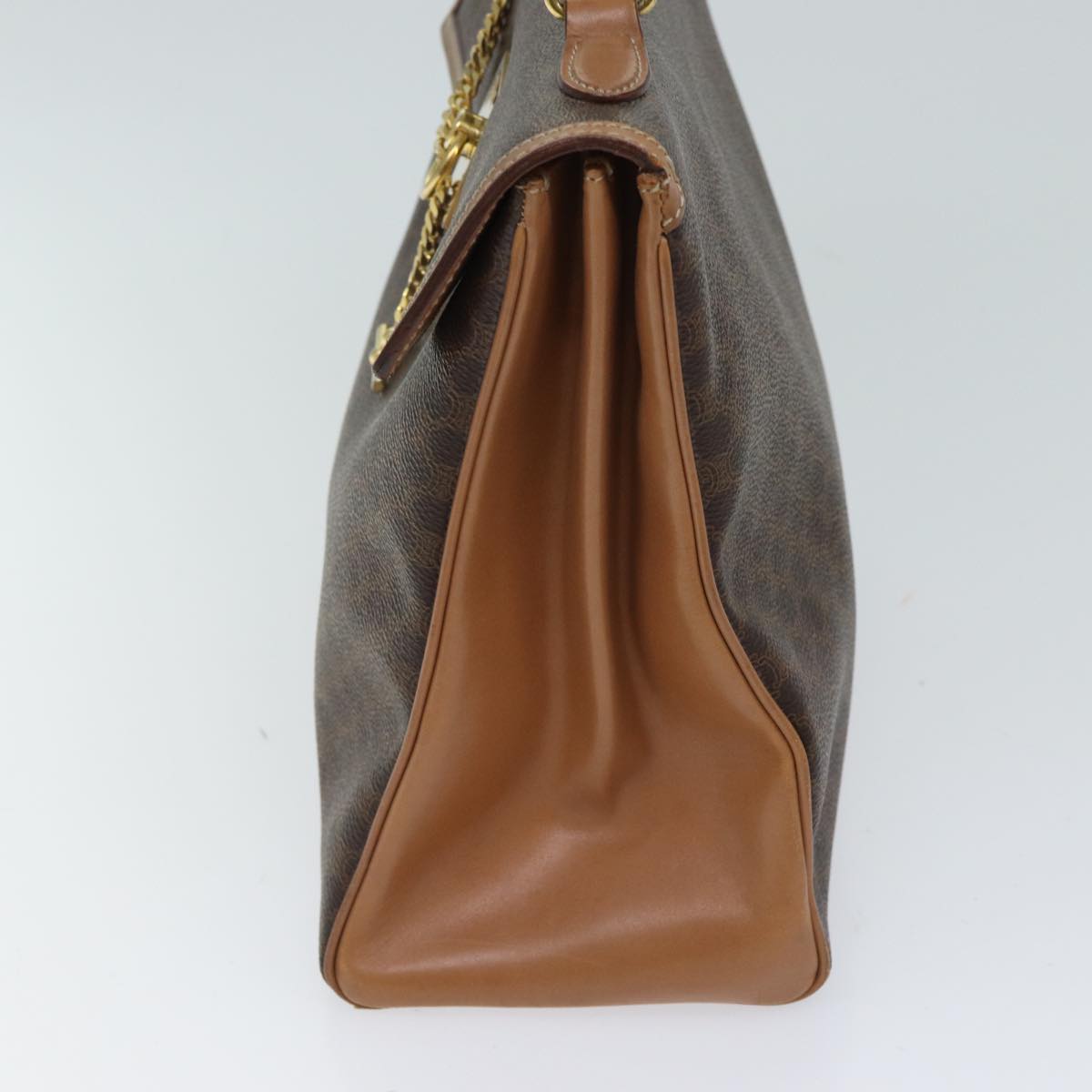 Luxury CELINE Macadam Canvas Hand Bag PVC Brown 71007