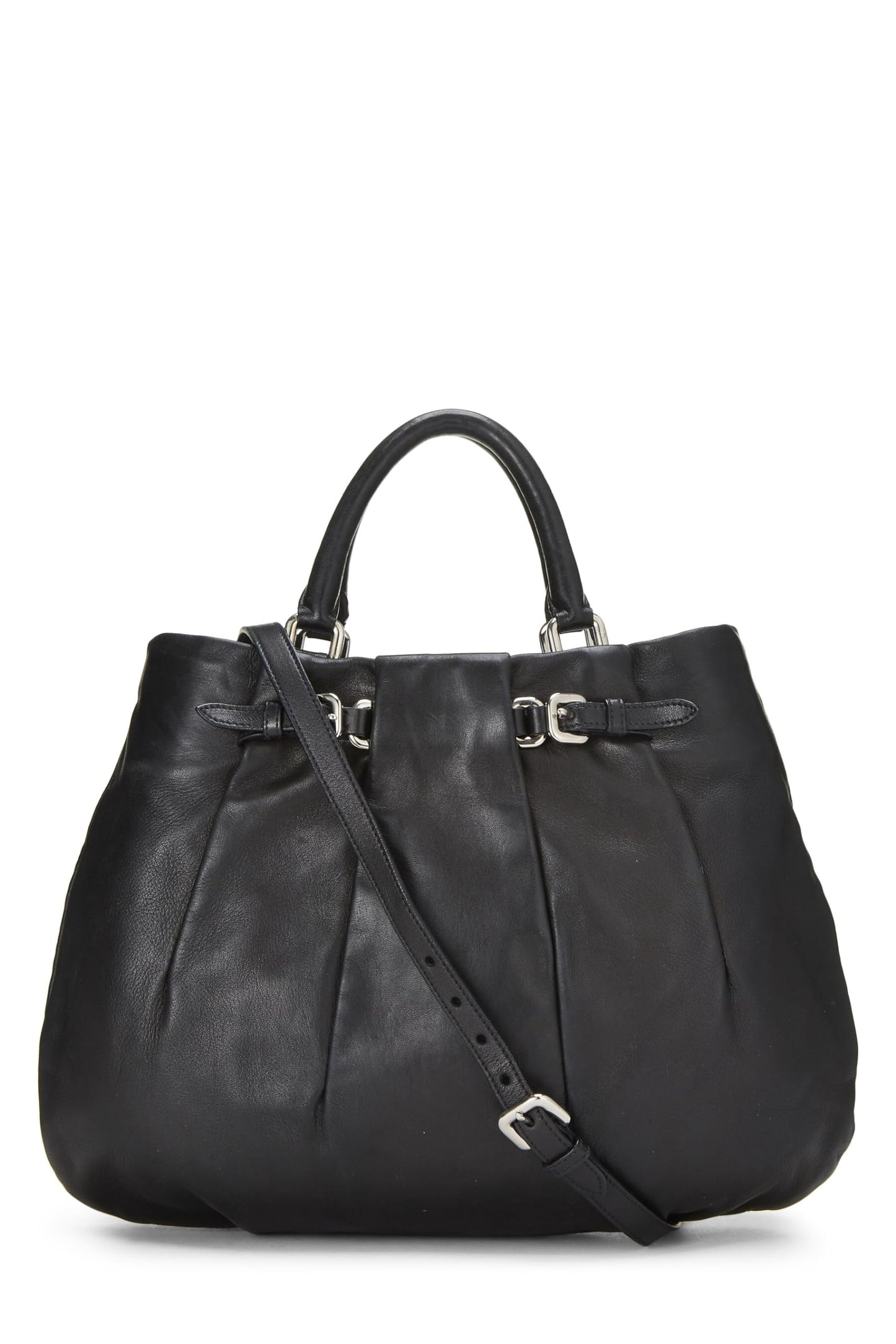 Prada, Black Calfskin Convertible Handbag, Black