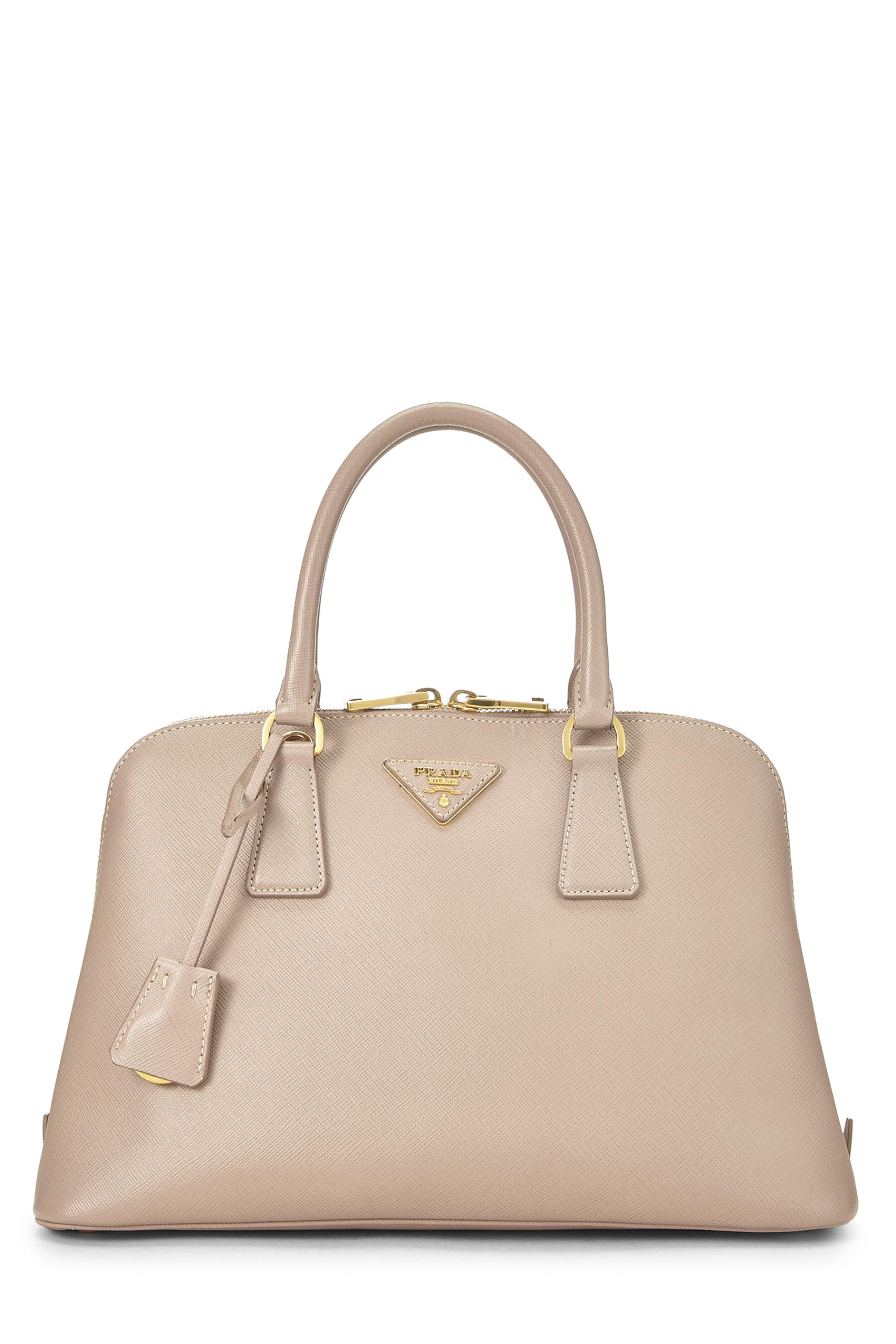 Prada, Beige Saffiano Convertible Handbag Small, Beige
