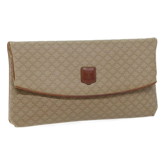 Luxury CELINE Macadam Canvas Clutch Bag Beige 71544