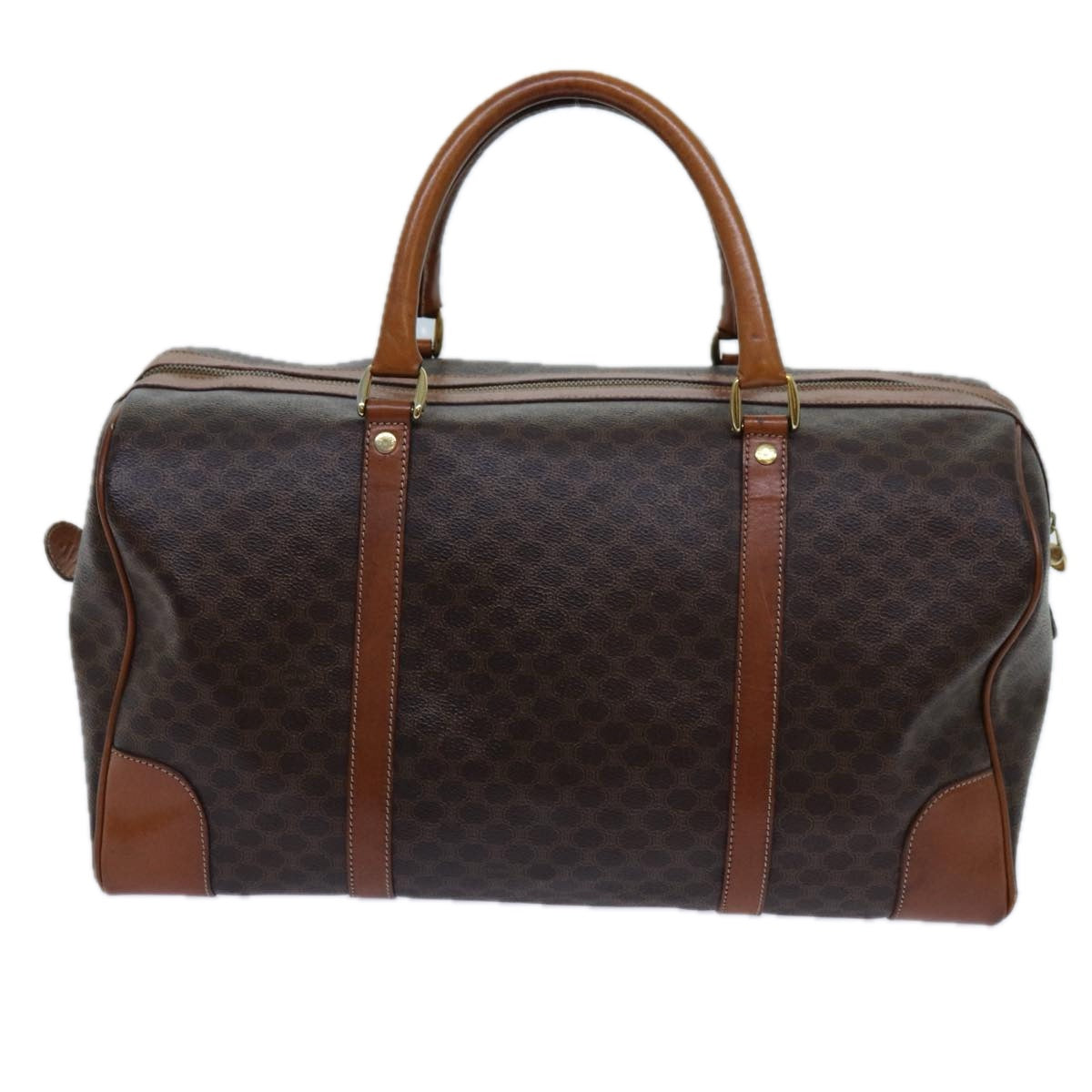 Luxury CELINE Macadam Canvas Boston Bag PVC Brown 71547