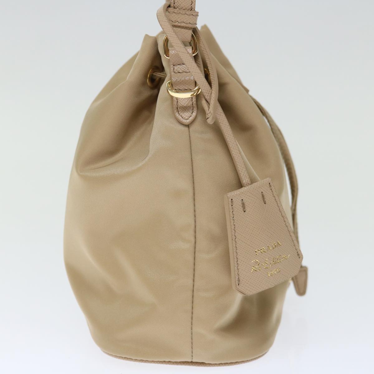 PRADA Shoulder Bag Nylon 2way Beige Auth 71637A