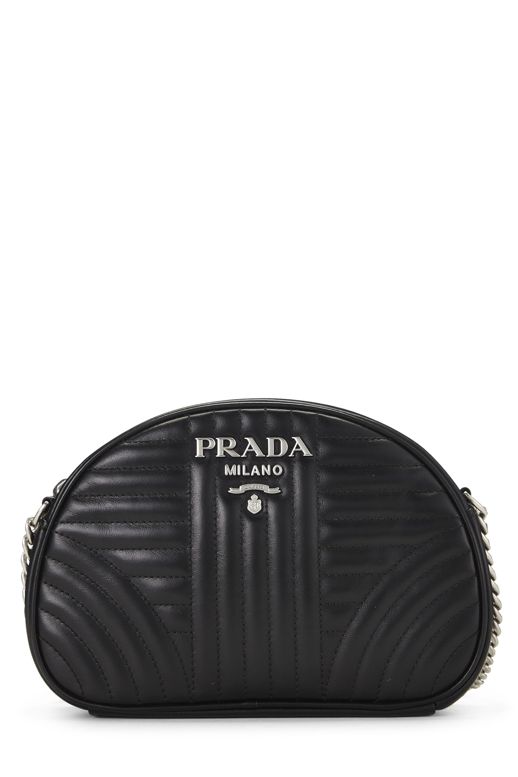 Prada, Black Calfskin Diagramme Crossbody, Black