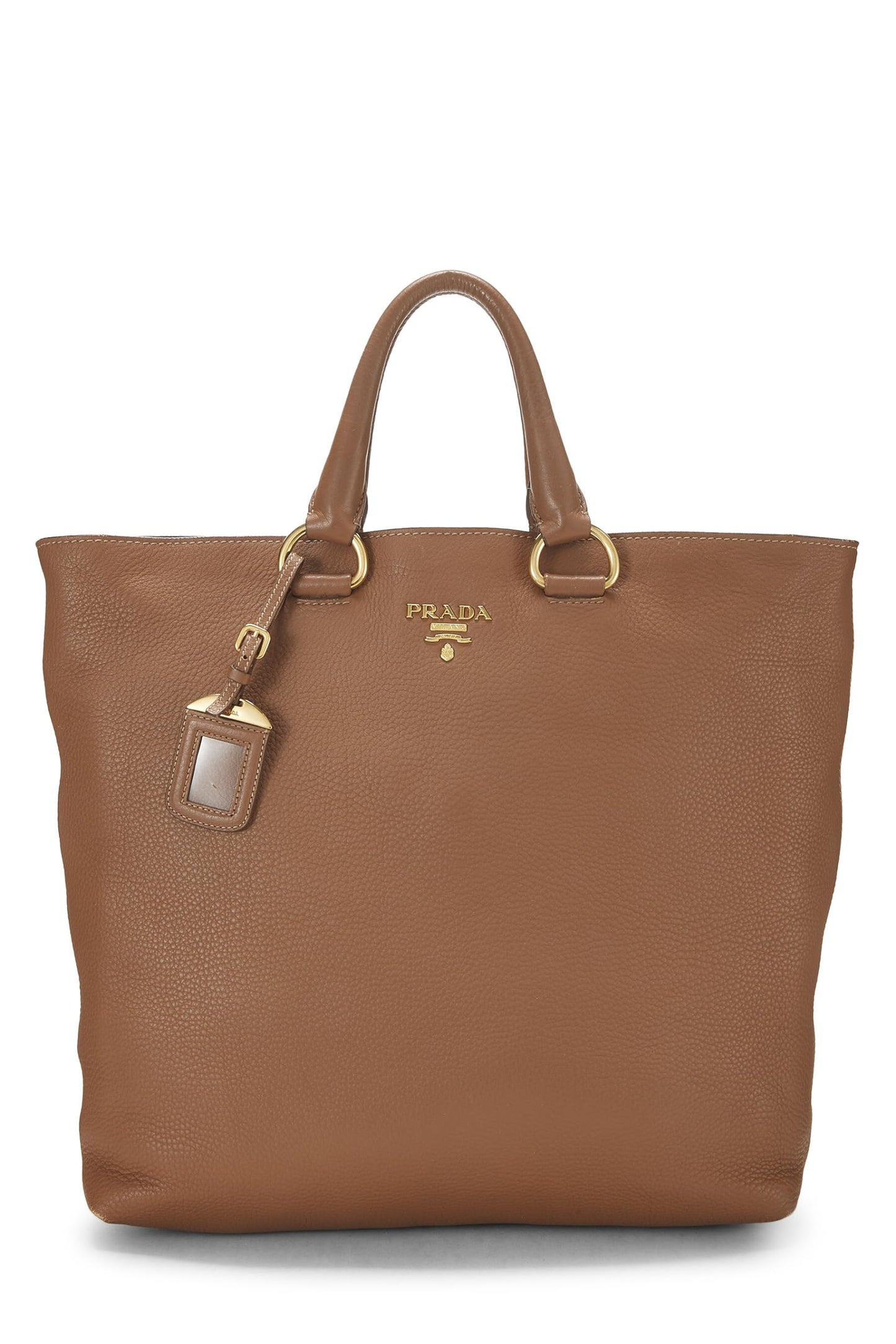 Prada, Brown Vitello Daino Phenix Convertible Shopping Tote, Brown