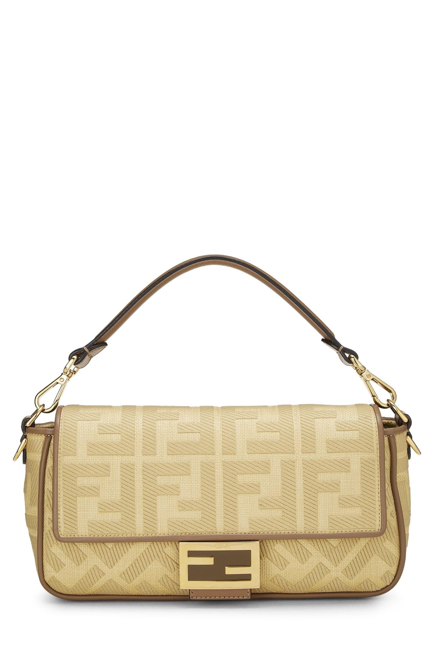 Fendi, Yellow Canvas Convertible Baguette Medium, Yellow