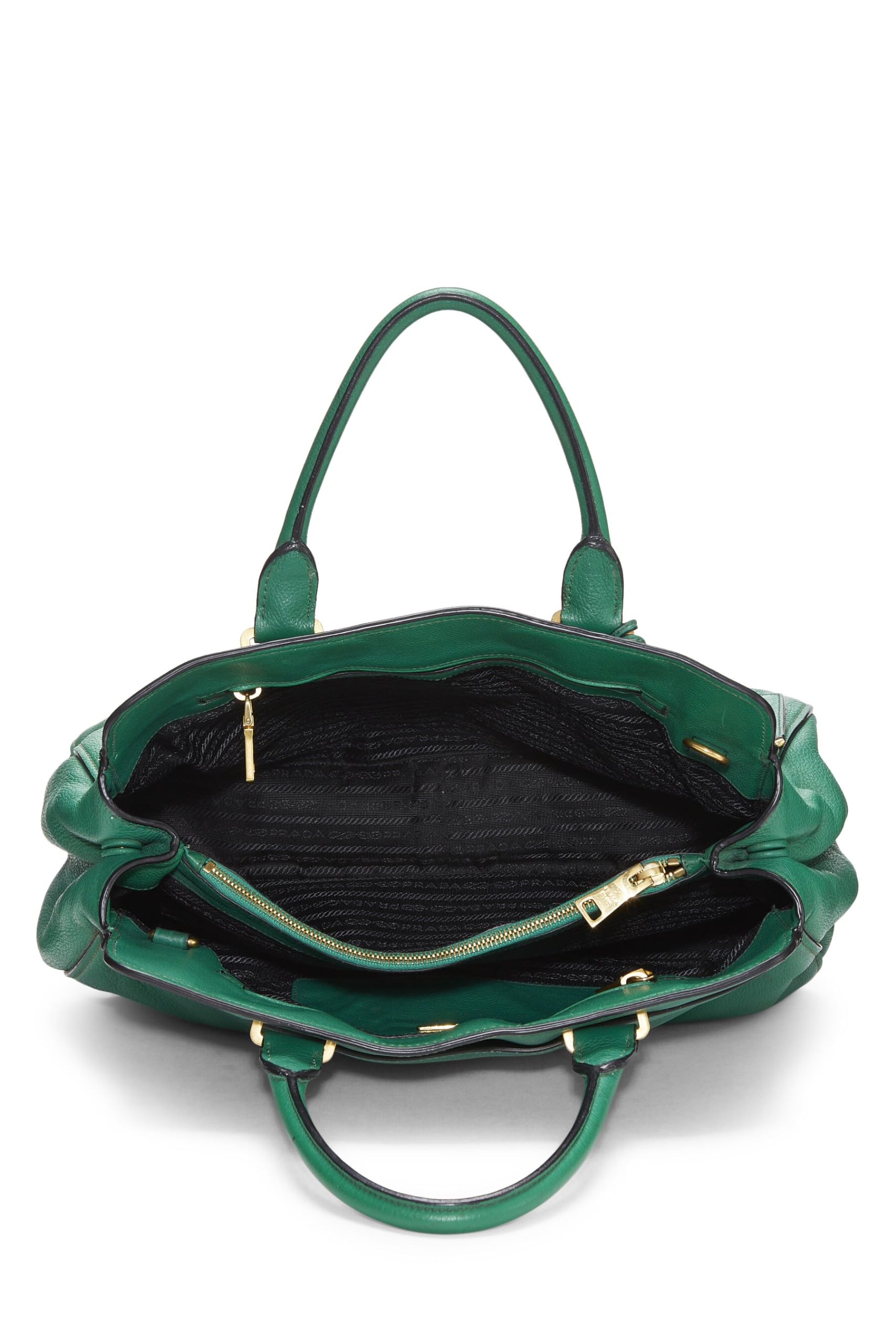 Prada, Green Vitello Daino Convertible Handbag, Green