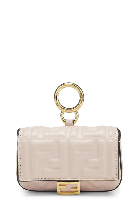 Fendi, Pink Embroidered Convertible Baguette Bag Charm Nano, Pink