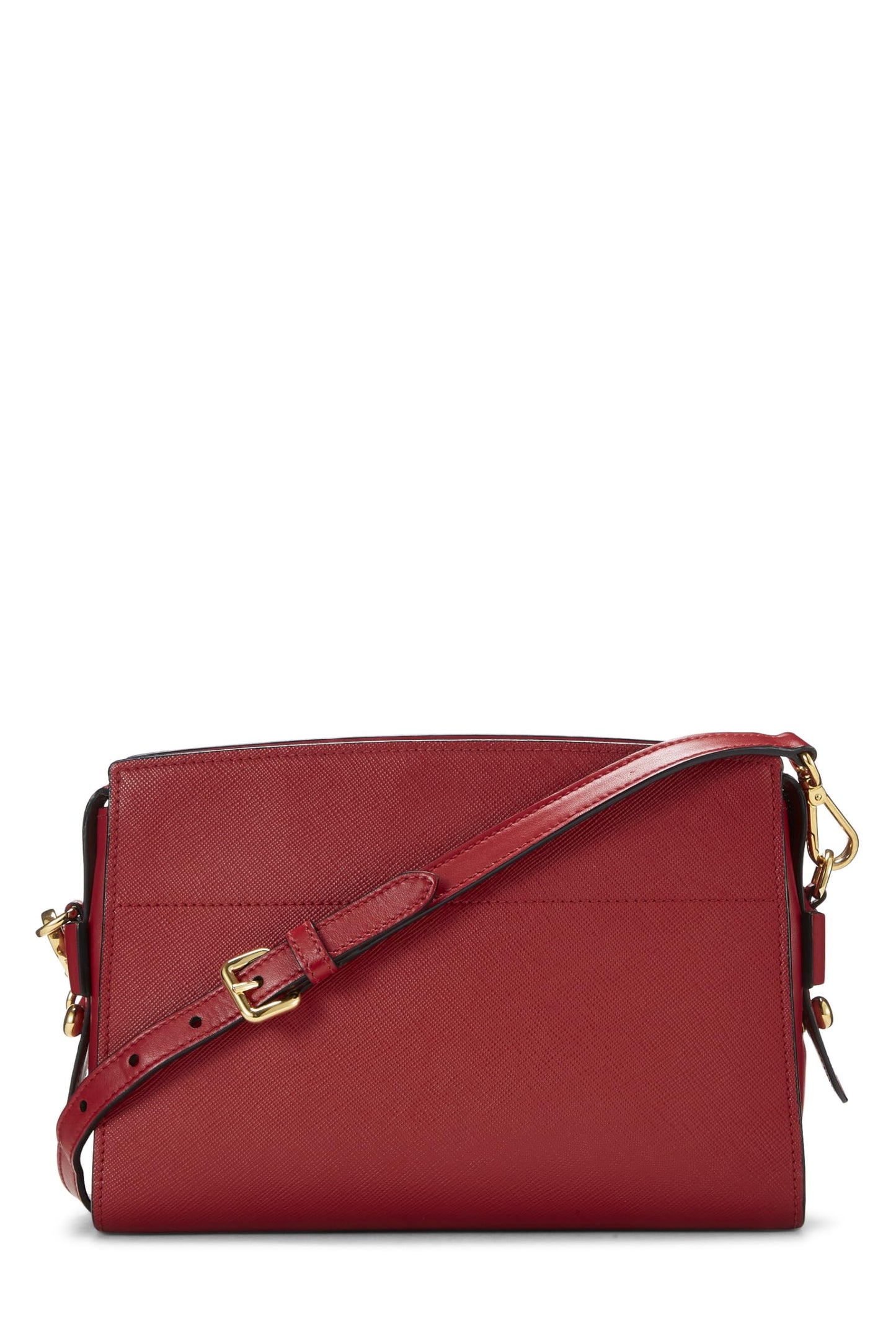 Prada, Red Saffiano Esplanade Crossbody, Red