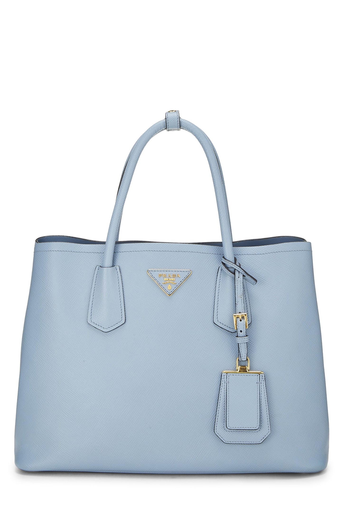 Prada, Blue Saffiano Double Bag Tote Medium, Blue