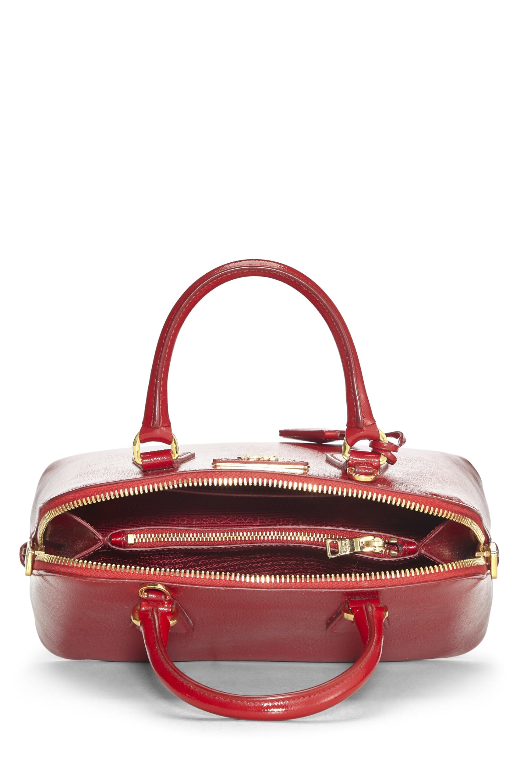 Prada, Red Saffiano Vernice Promenade Small, Red Luxury Handbag
