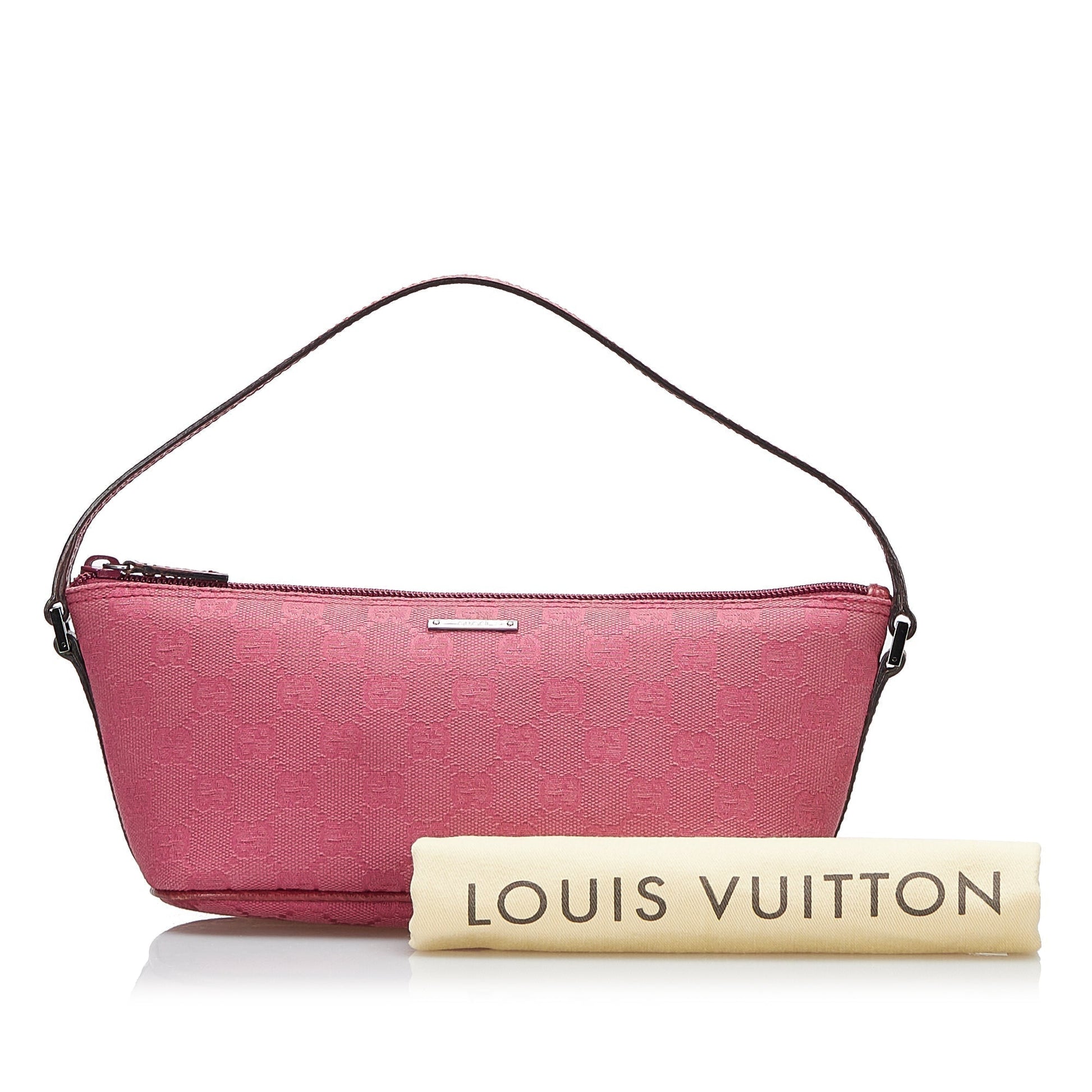 Gucci Baguette Leather Canvas Shoulder Bag