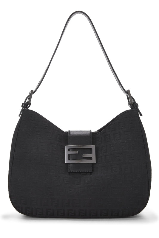 Fendi, Black Zucchino Canvas Shoulder Bag, Black