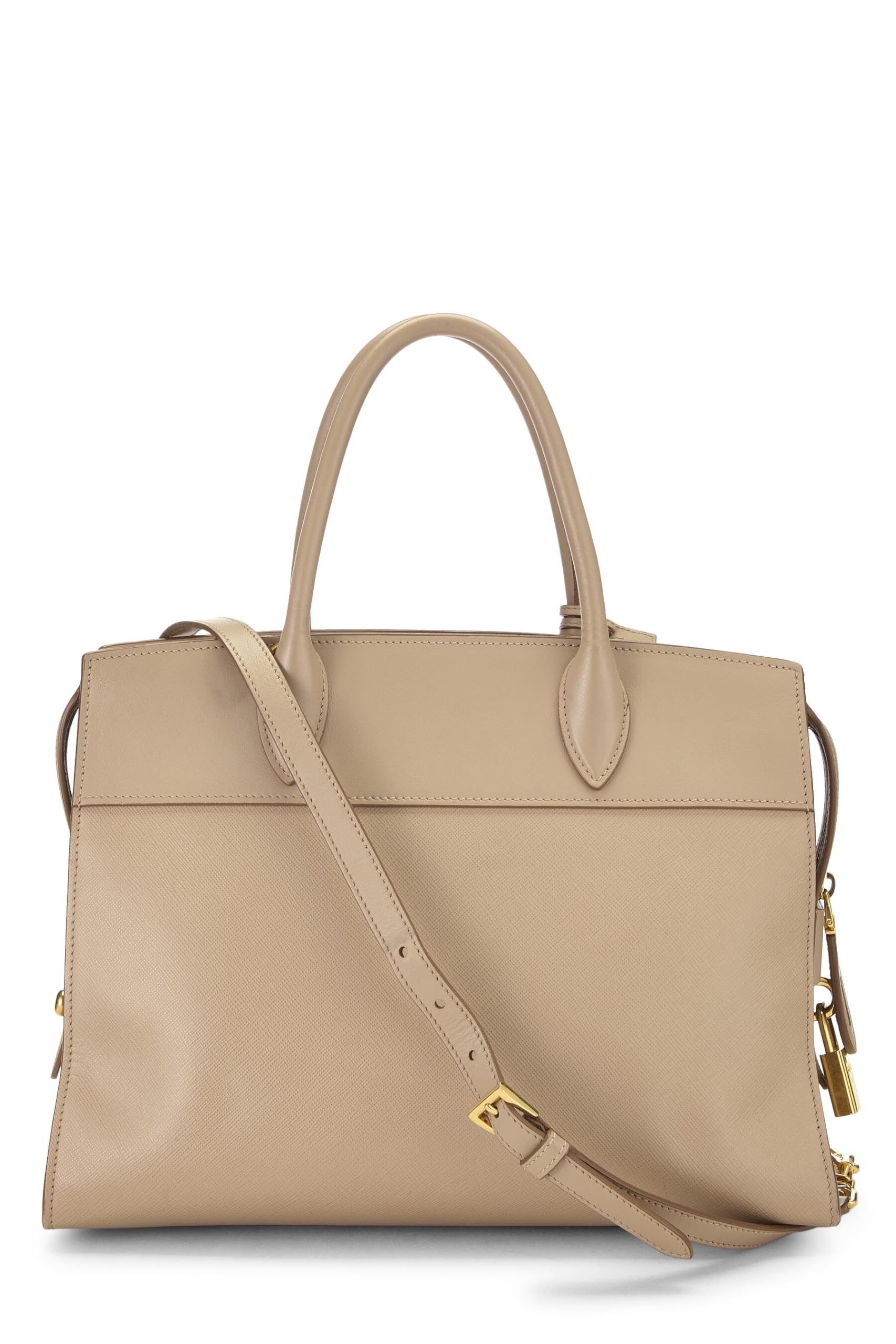 Prada, Beige Saffiano Esplanade Medium, Beige Luxury Handbag