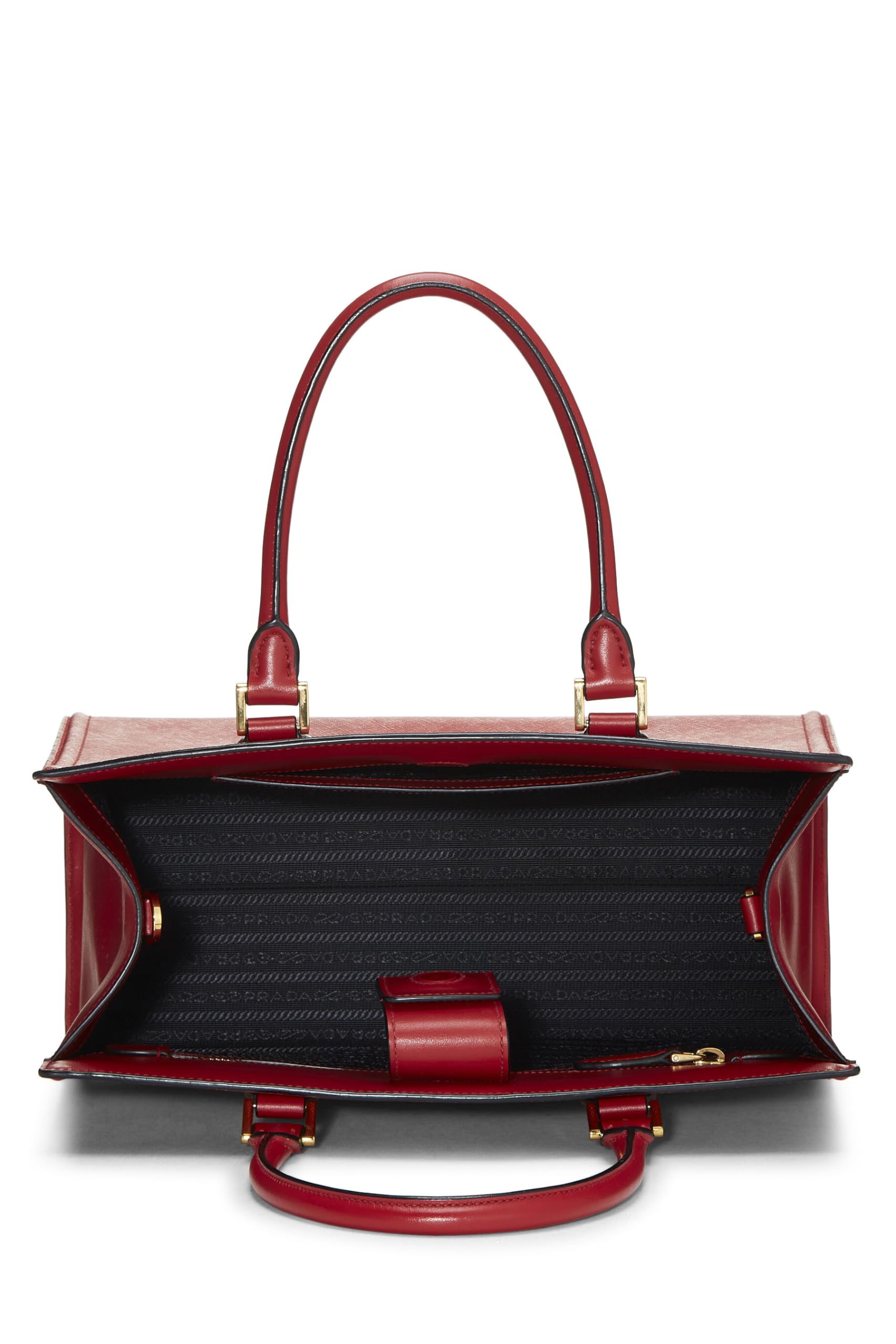 Prada, Red Saffiano Convertible Handbag, Red