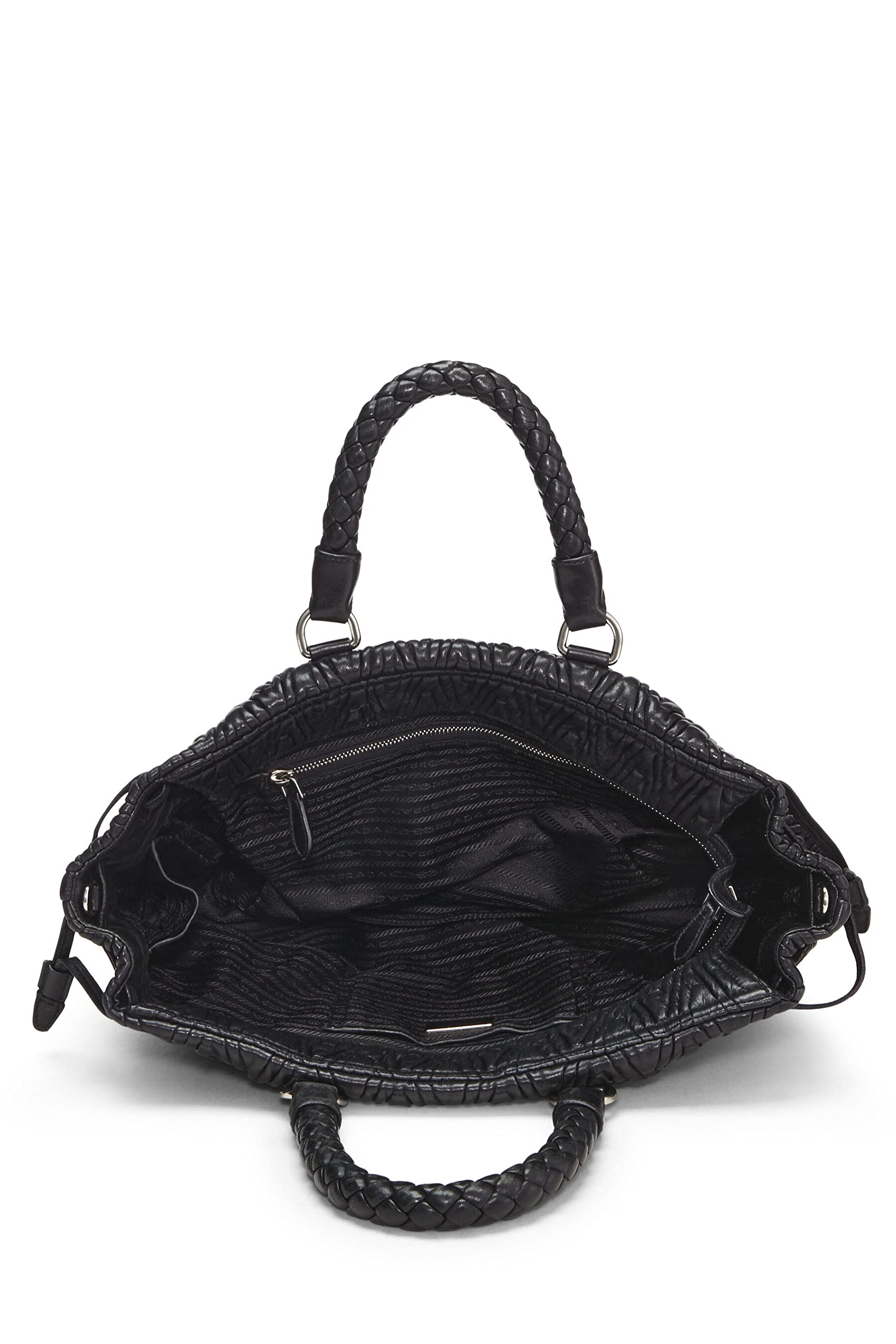 Prada, Black Nappa Chevron Antik Handbag, Black