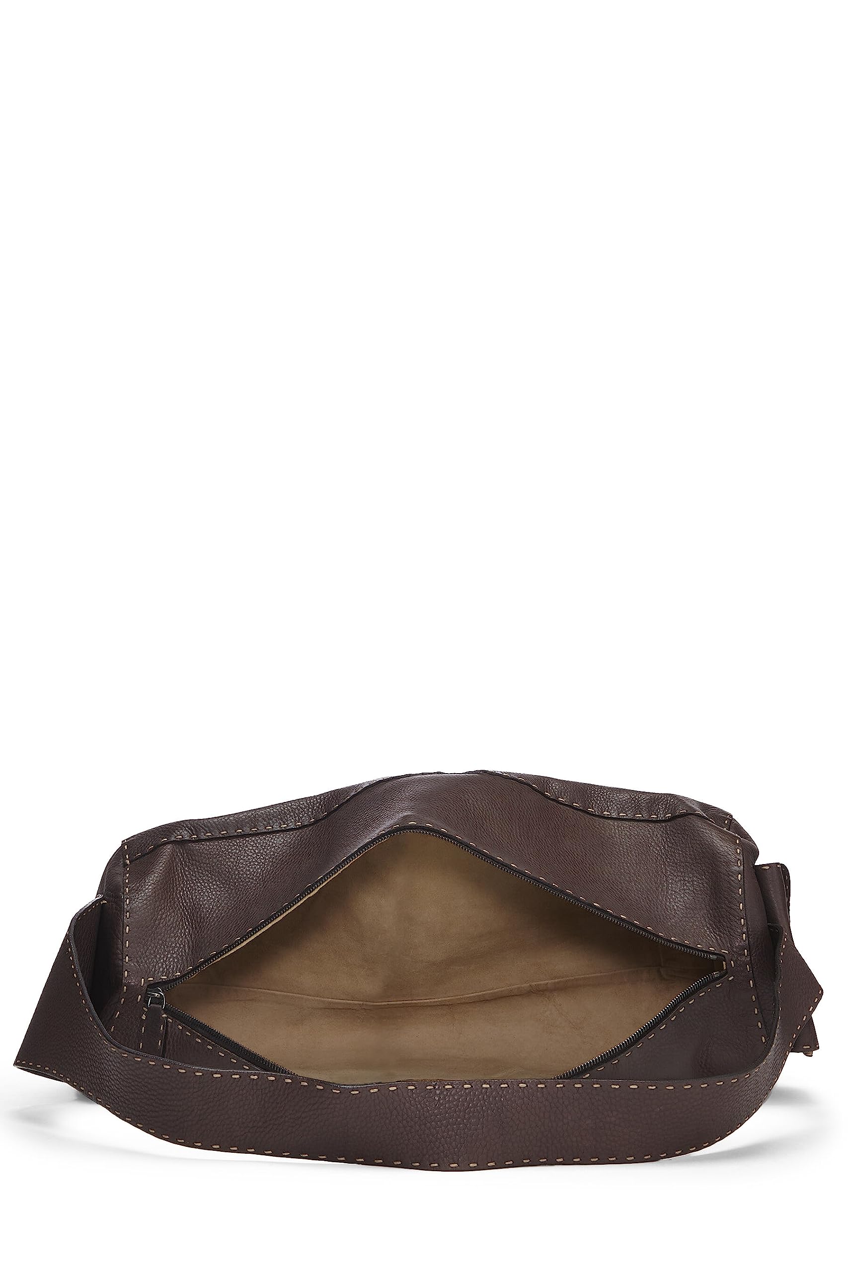 Fendi, Brown Leather Selleria Shoulder Bag, Brown