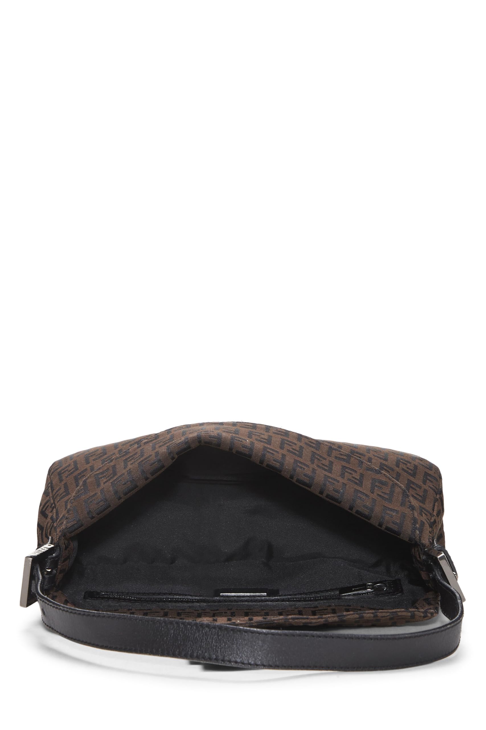 Fendi, Black Nylon Zucchino Shoulder Bag, Brown