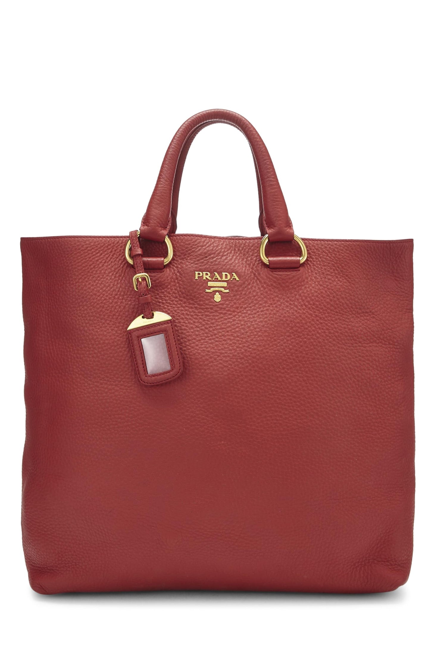 Prada, Red Vitello Daino Convertible Shopping Tote Medium, Red