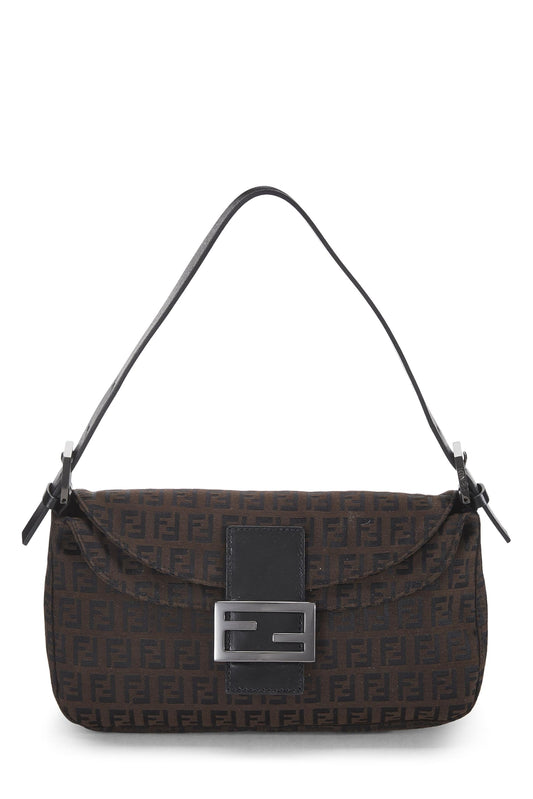Fendi, Brown Nylon Zucchino Shoulder Bag, Brown