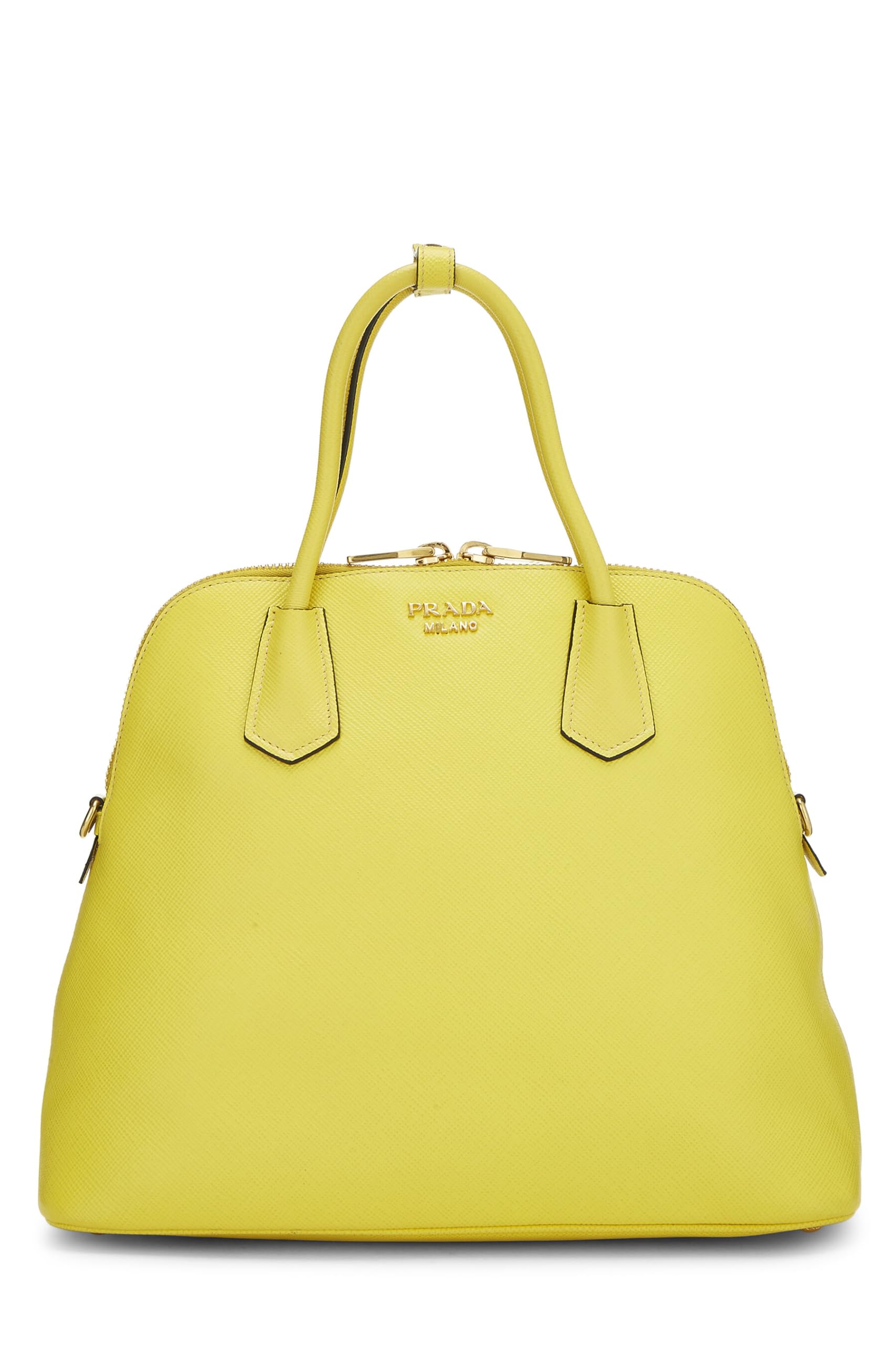 Prada, Yellow Saffiano Dome Handbag, Yellow