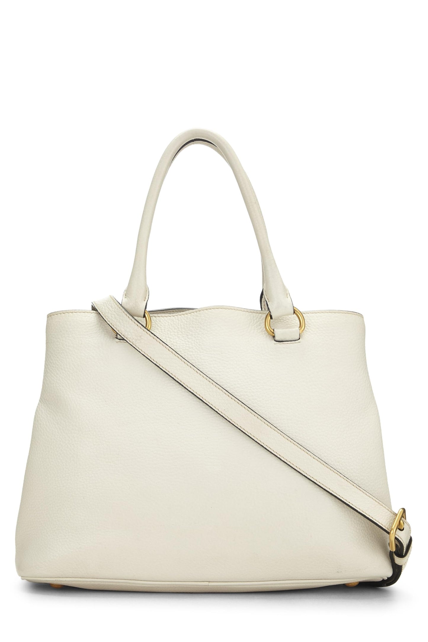 Prada, White Vitello Daino Phenix Convertible Top Handle Small, White