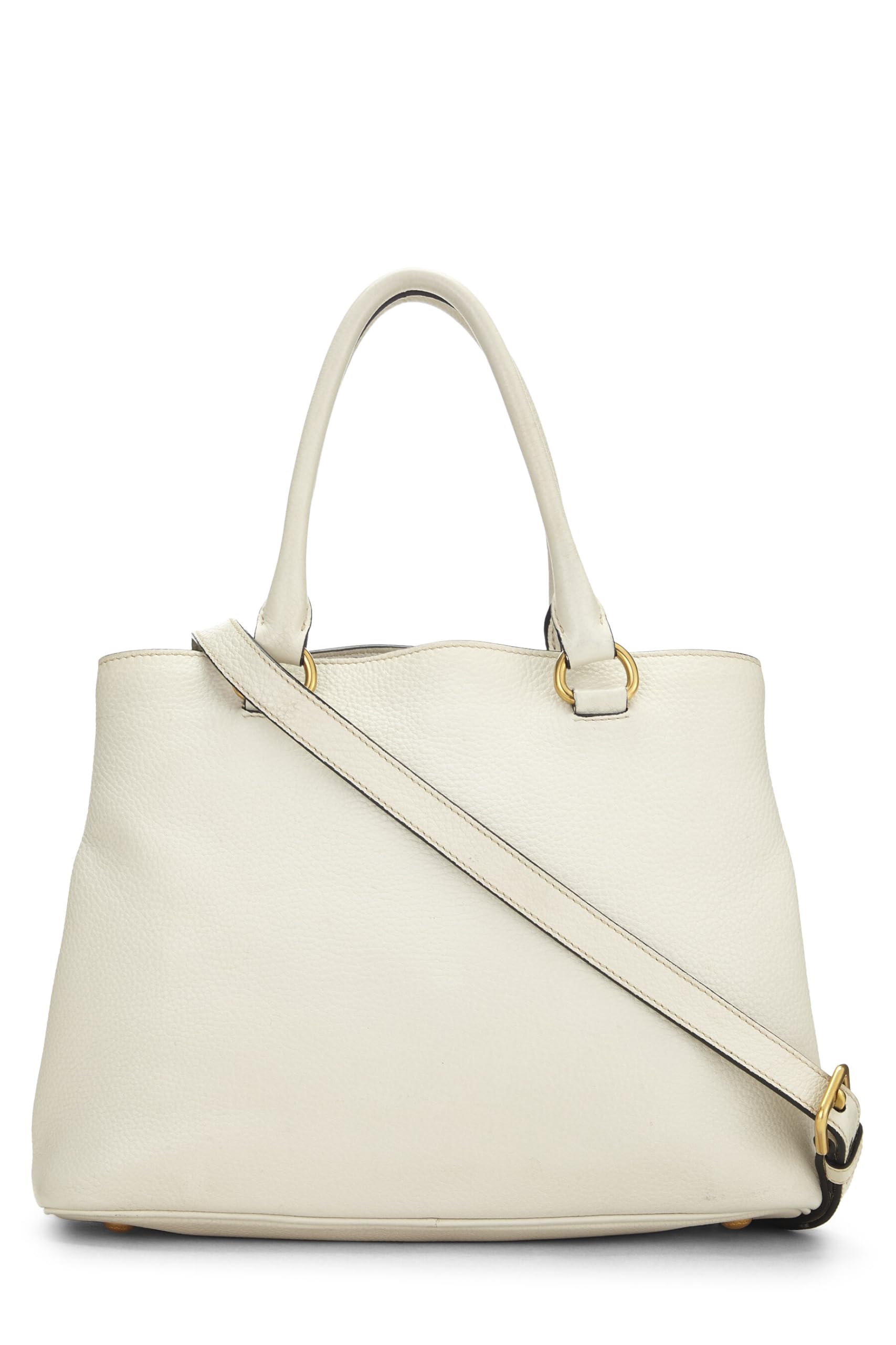 Prada, White Vitello Daino Phenix Convertible Top Handle Small, White