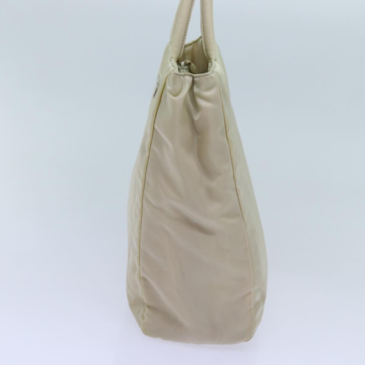 PRADA Hand Bag Nylon Beige Auth 72007