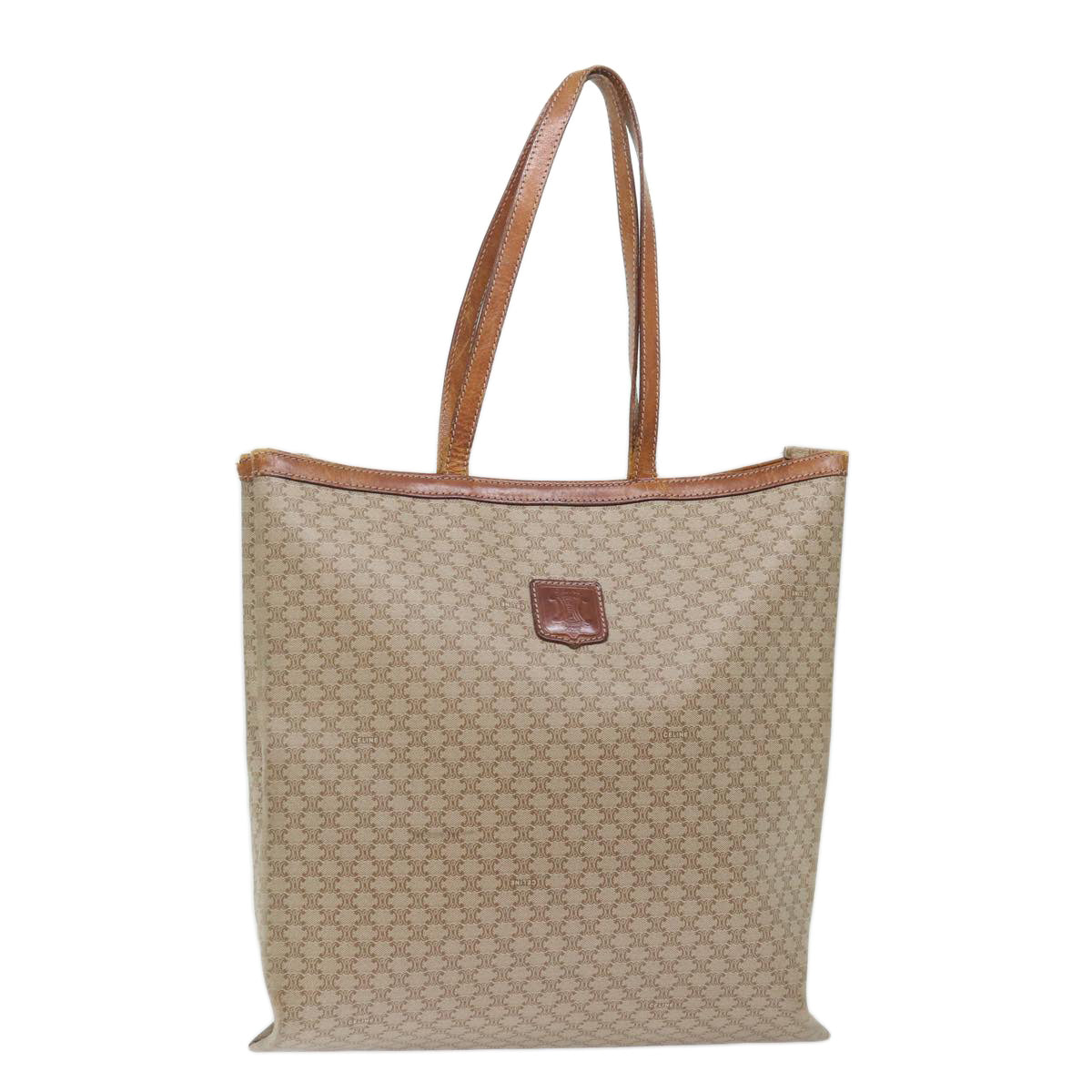 Luxury CELINE Macadam Canvas Shoulder Bag Beige 72092