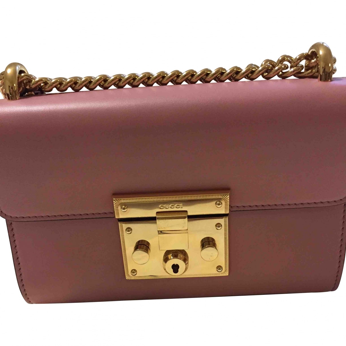 Gucci padlock pink leather handbag