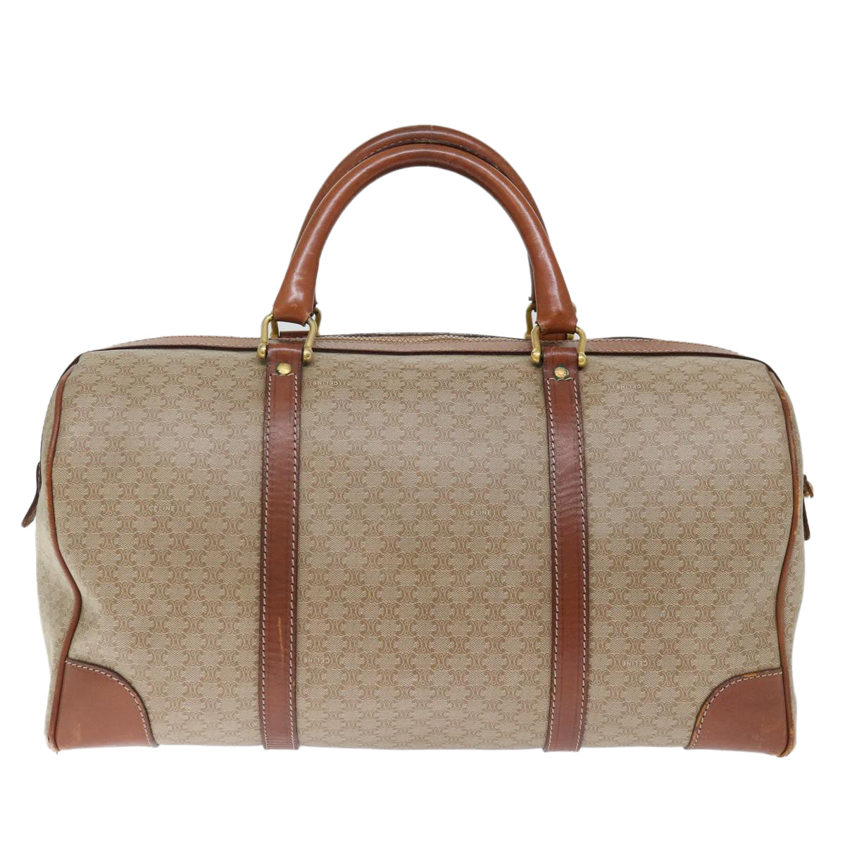 Luxury CELINE Macadam Canvas Boston Bag Beige 72470