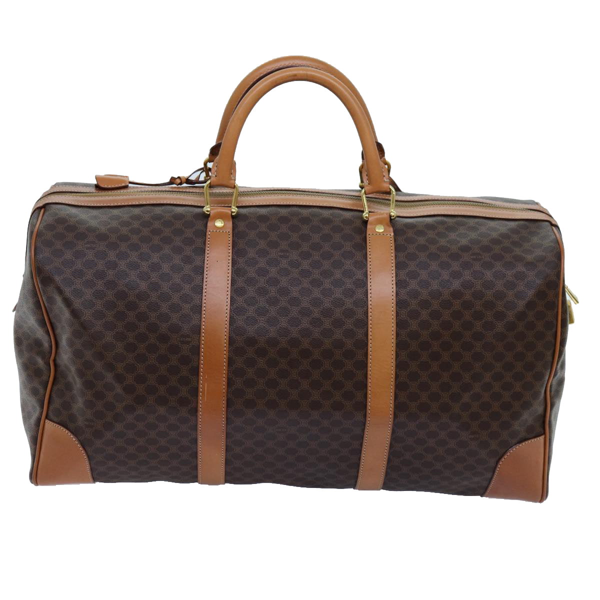 Luxury CELINE Macadam Canvas Boston Bag PVC Brown 72518