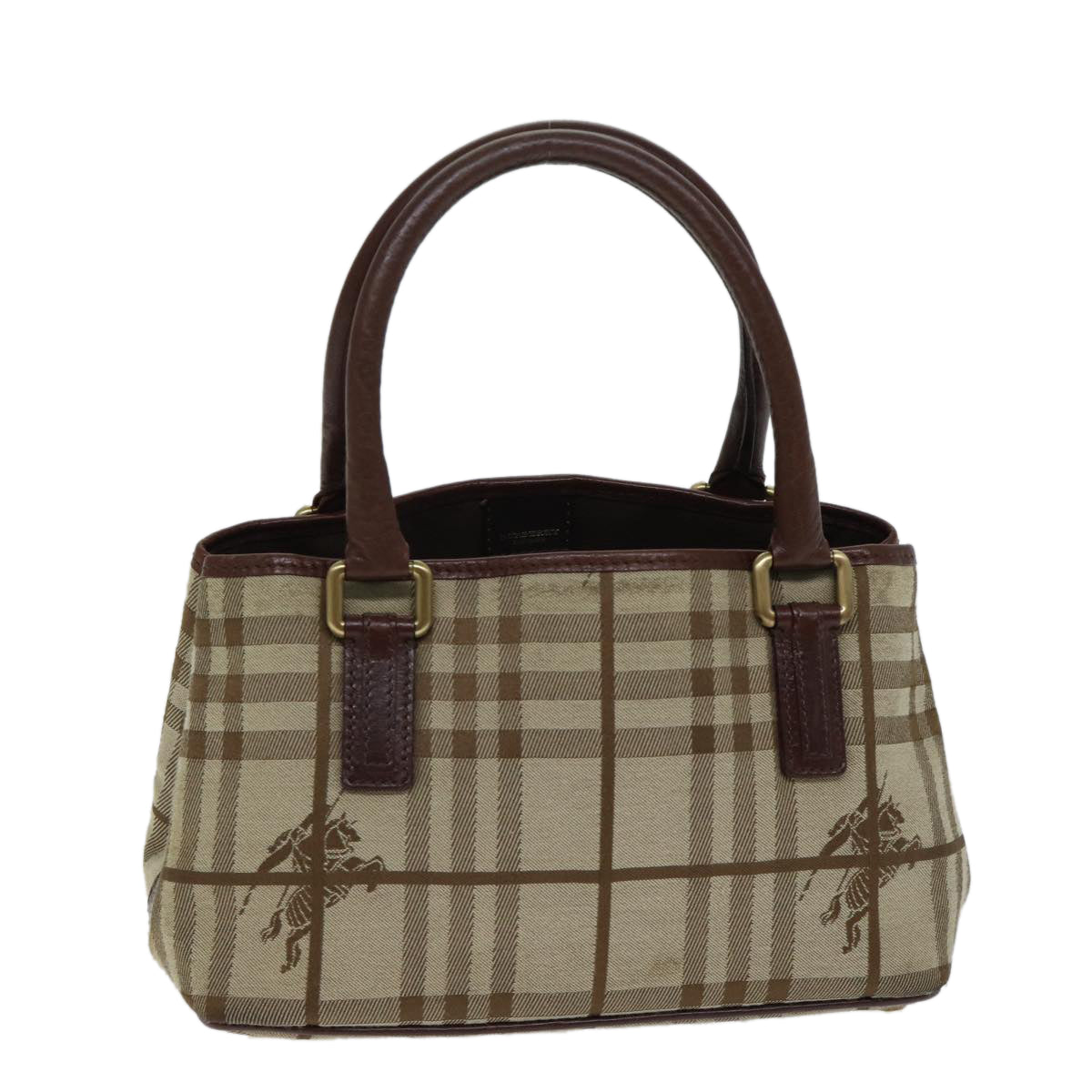 Burberry Nova Check Hand Bag Canvas Beige Brown Auth 72676
