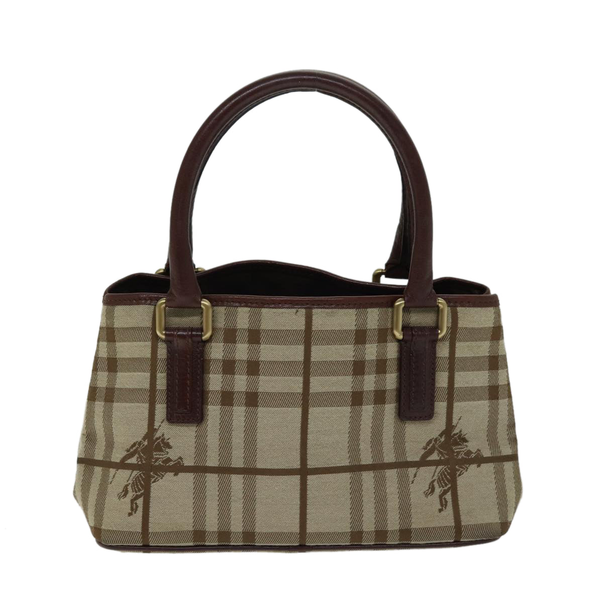 Burberry Nova Check Hand Bag Canvas Beige Brown Auth 72676