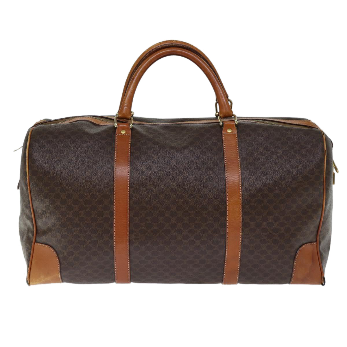 Luxury CELINE Macadam Canvas Boston Bag PVC Brown 72705