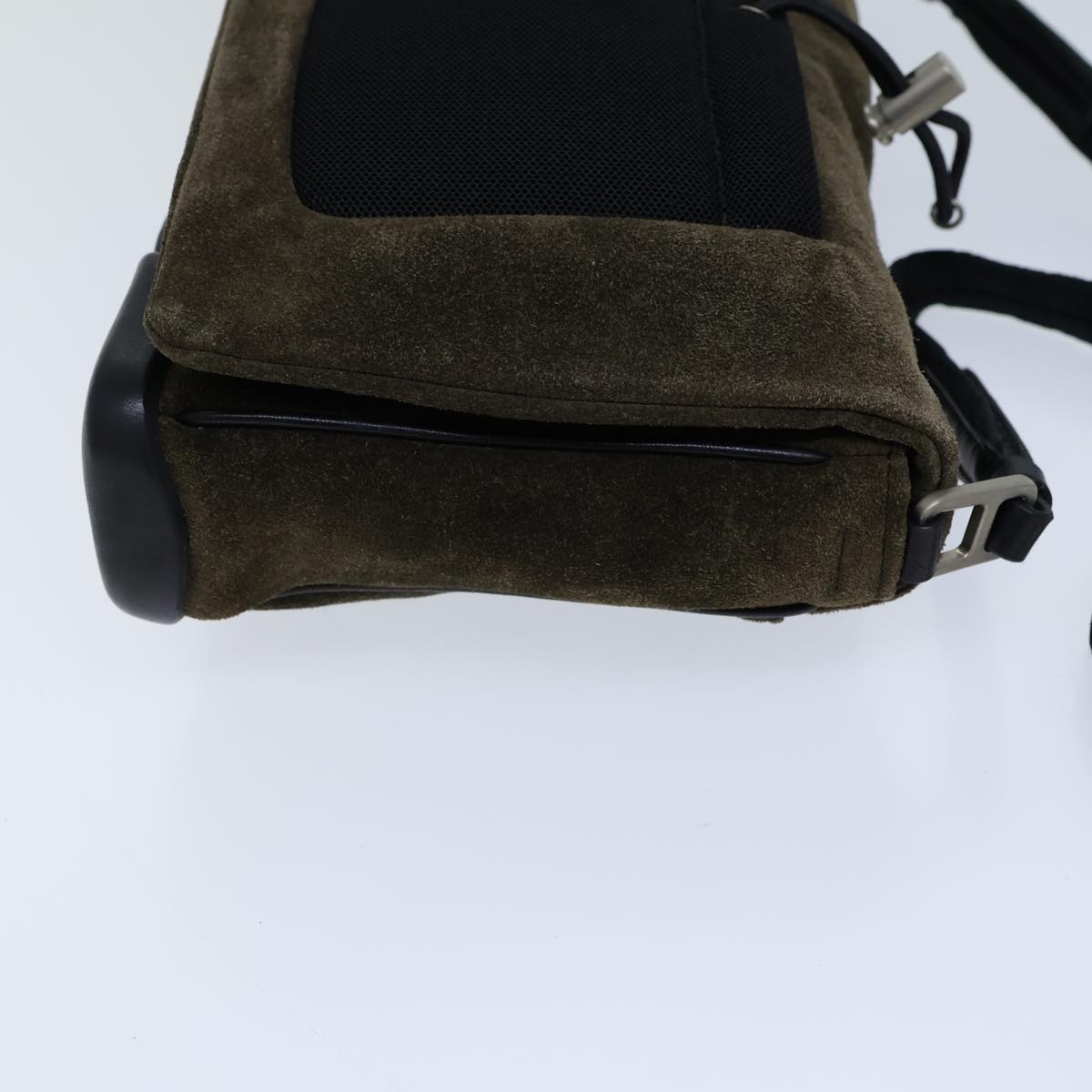 PRADA Shoulder Bag Suede Khaki Auth 72953
