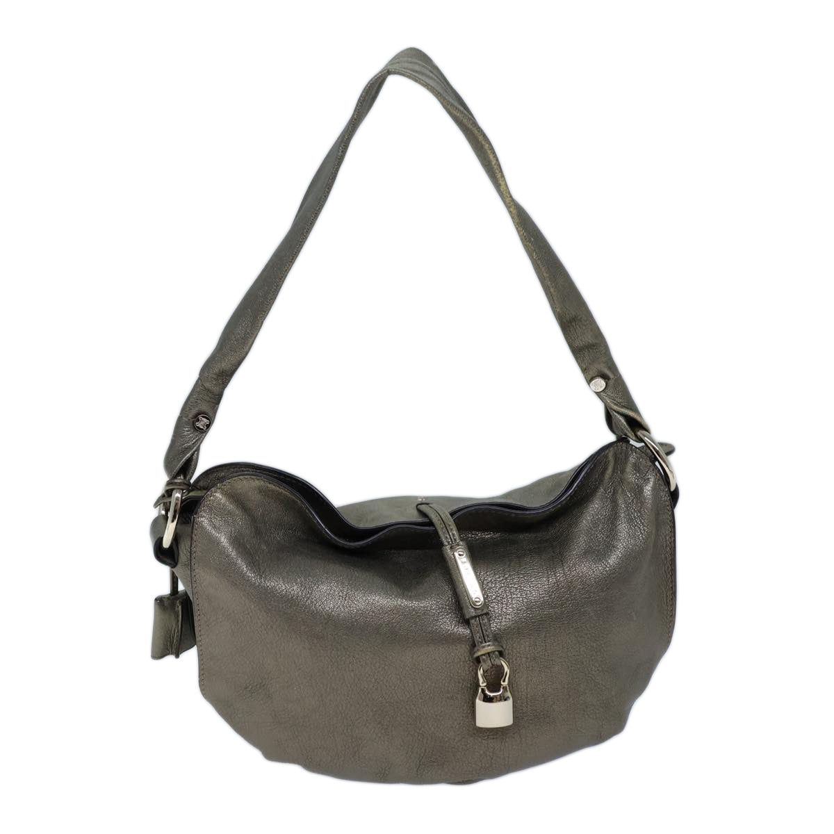 Luxury CELINE Shoulder Bag Leather Silver 72958
