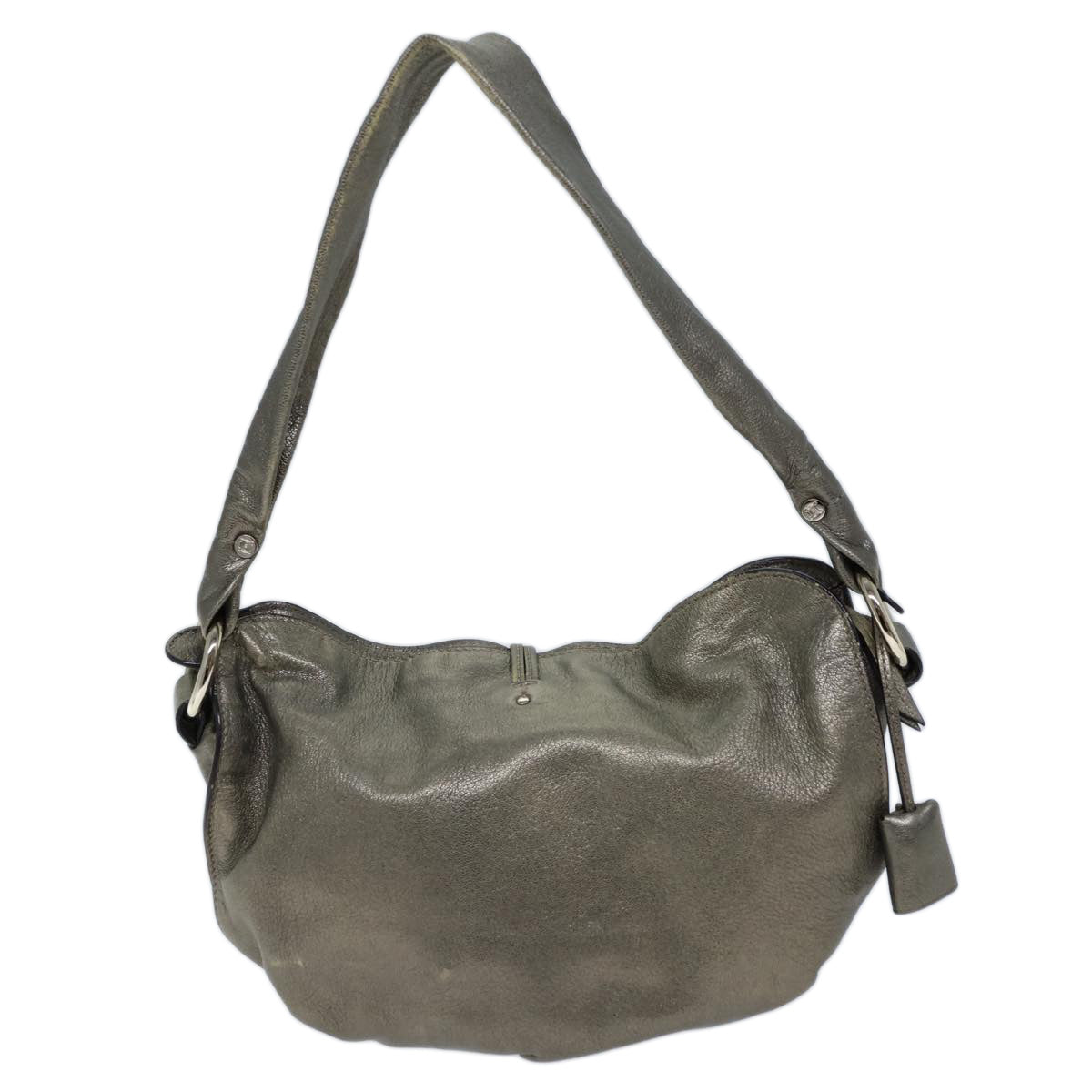 Luxury CELINE Shoulder Bag Leather Silver 72958