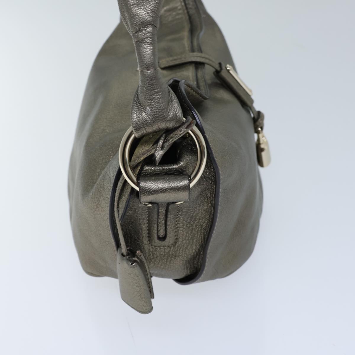 Luxury CELINE Shoulder Bag Leather Silver 72958