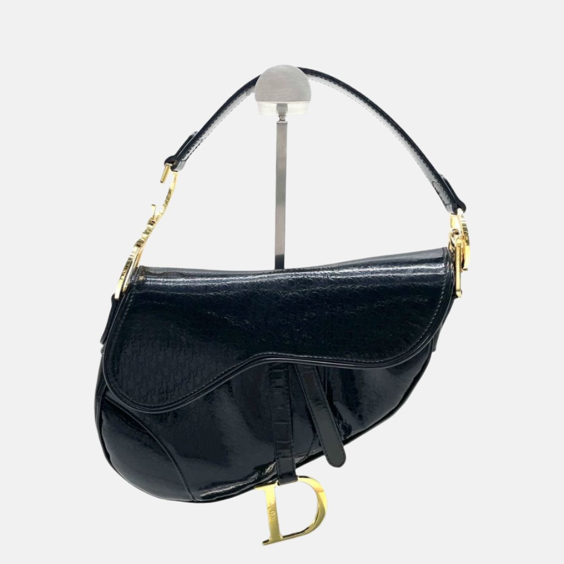 Dior Saddle Small Shoulder Bag Black Patent Leather
