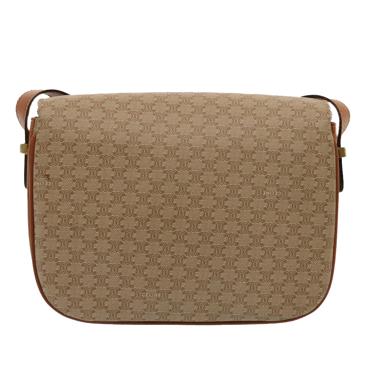 Luxury CELINE Macadam Canvas Shoulder Bag Beige 73027
