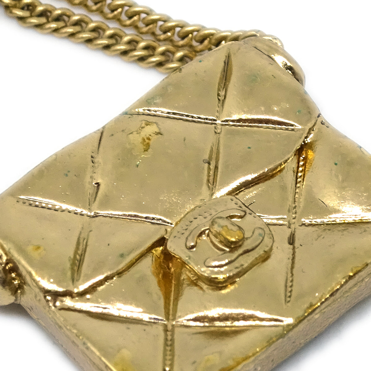 Chanel Bag Dangle Pierced Earrings Gold 02P