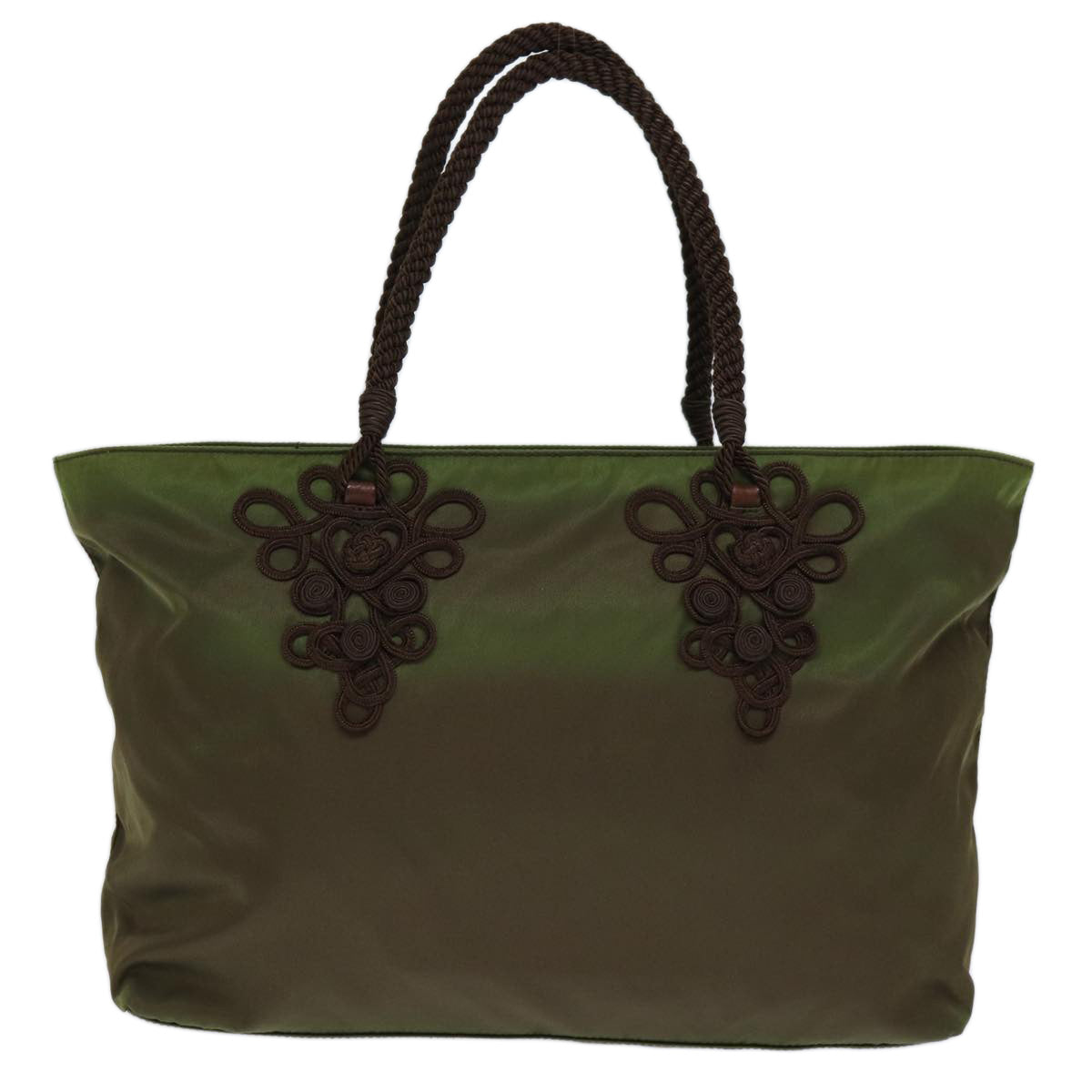PRADA Tote Bag Nylon Khaki Auth 73206