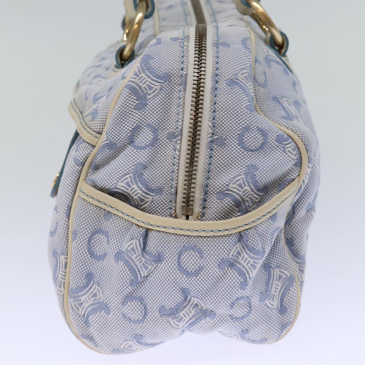 Luxury CELINE C Macadam Canvas Hand Bag Light Blue 73242
