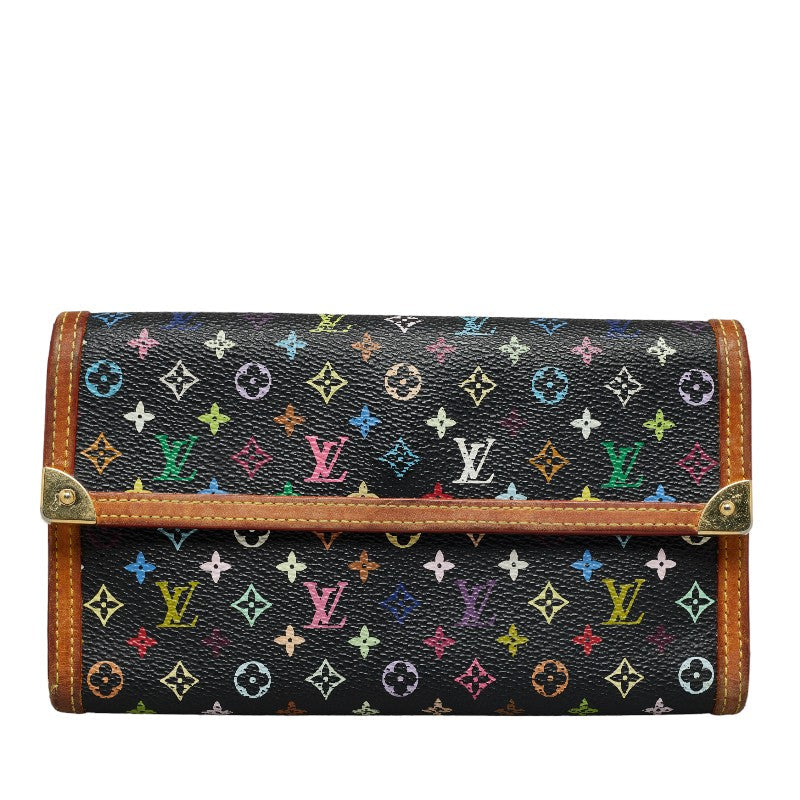 Louis Vuitton Multicolor Port-Trezor International Long Wallet M92658 Noir Black PVC Leather Louis Vuitton