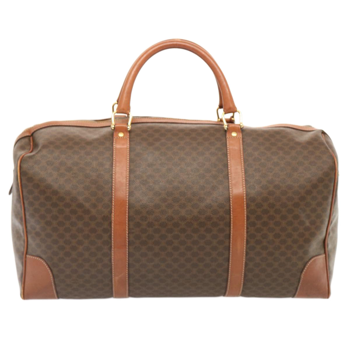 Luxury CELINE Macadam Canvas Boston Bag PVC Brown 73343