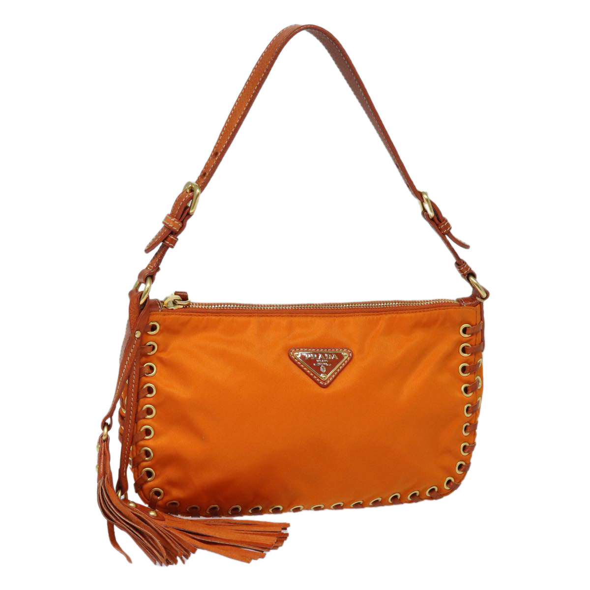 PRADA Accessory Pouch Nylon Orange Auth Luxury Handbag